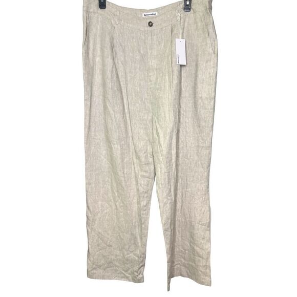 Reformation Alex Mid Rise Linen Pant in Oatmeal NWT Size 18 - Picture 5 of 9